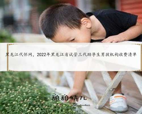 黑龙江代怀网，2022年黑龙江省试管三代助孕生男孩机构收费清单
